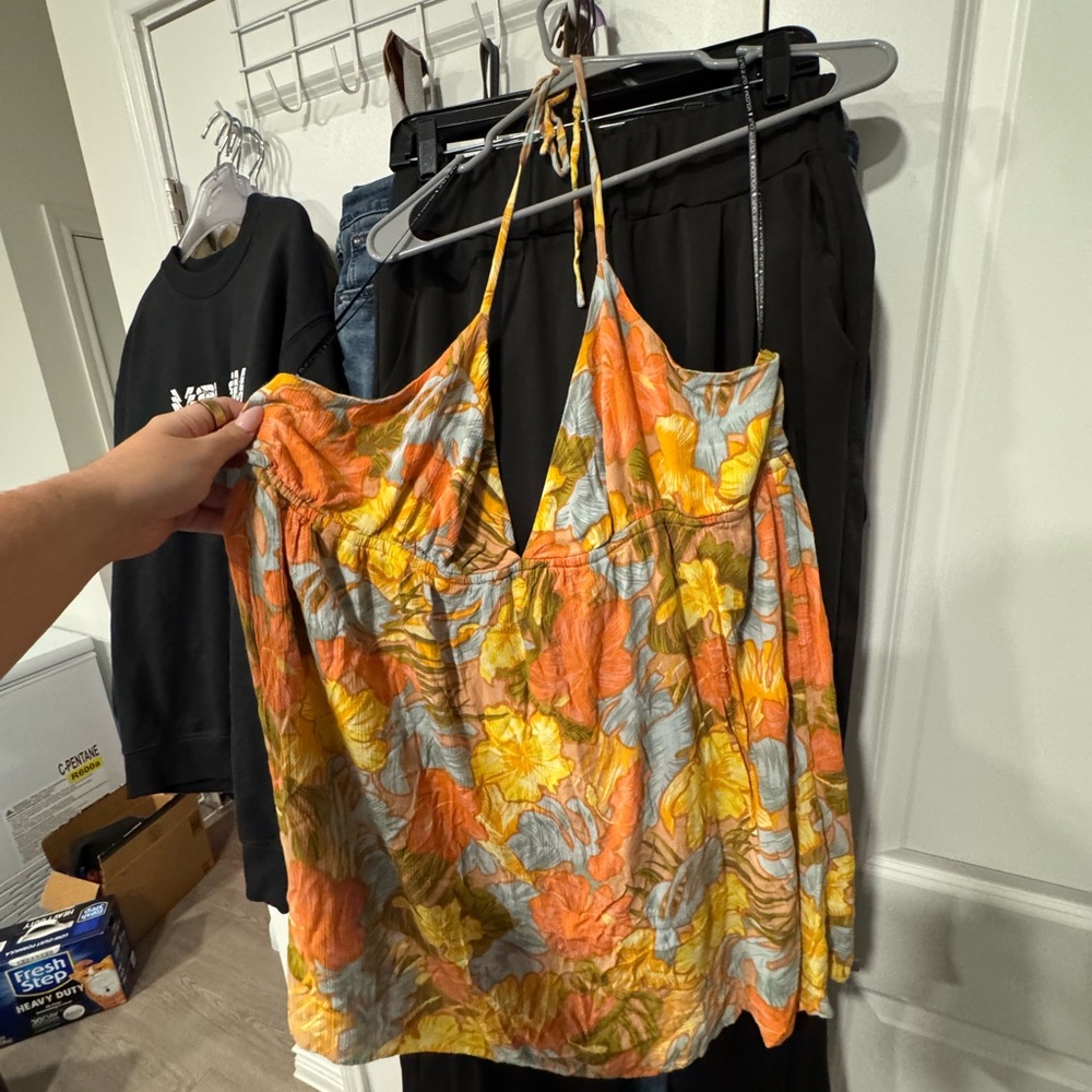 Volcom Orange and Green Tie Back Dress